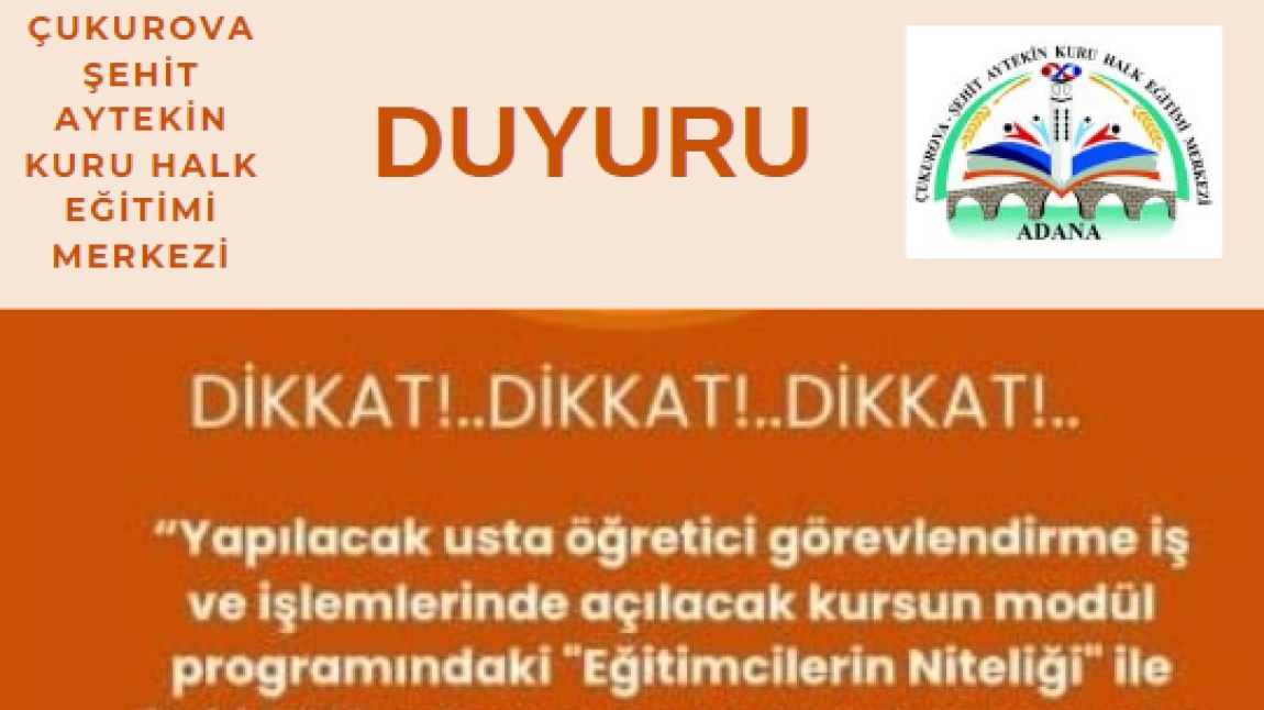 USTA ÖĞRETİCİLİERİN DİKKATİNE...